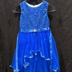 Girls Elegant Blue Sleeveless Dress